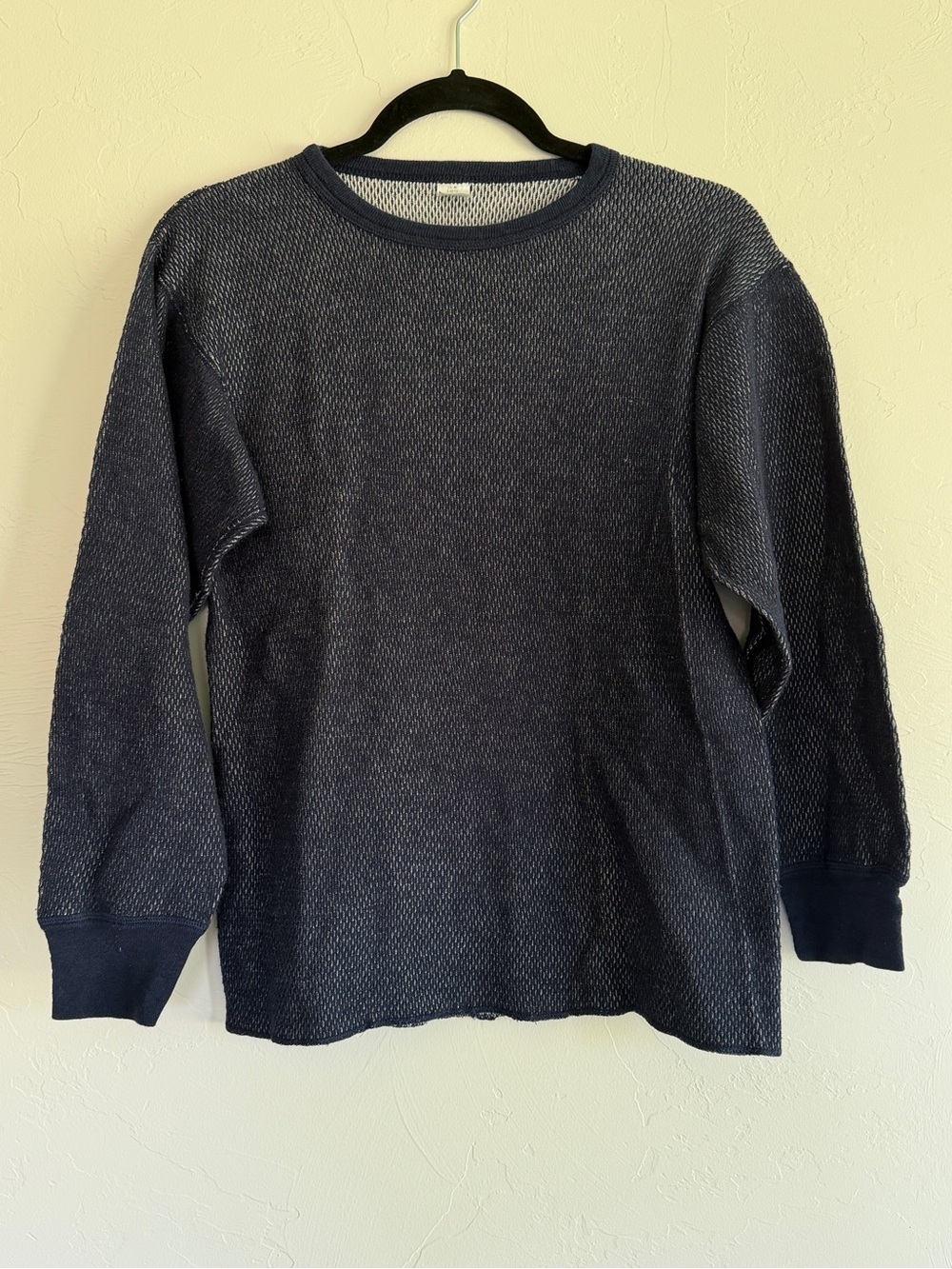 Vintage Morgan Mills Performance Wear Navy Blue Thermal Shirt - Size L